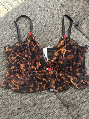 NWOT Size Large Parade Brown Animal Print Sheer Mesh Wireless Bralette